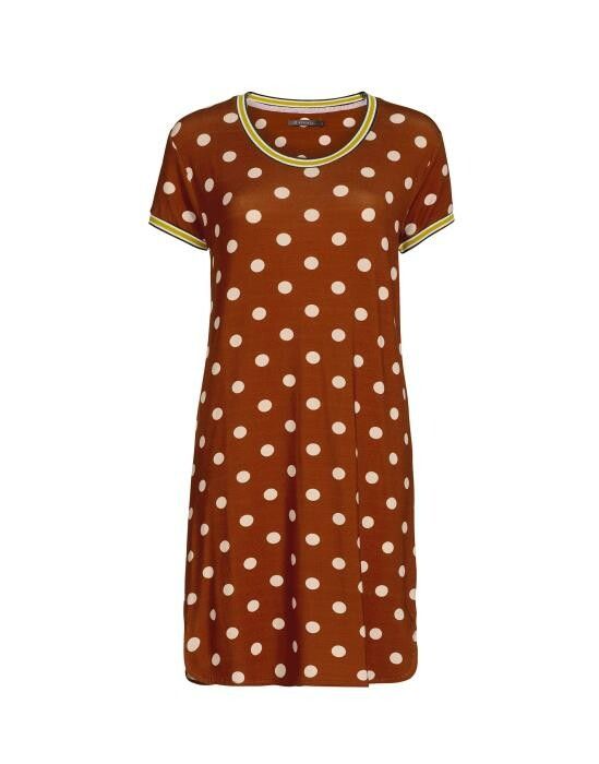 Essenza Loreen Dot Leather Brown Home dress Short Sleeve XS
