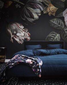 ESSENZA Fleur Nightblue Tagesdecke 240 x 100 cm