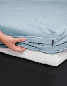 ESSENZA Premium Percale Blau Spannbettlaken 90 x 190 cm