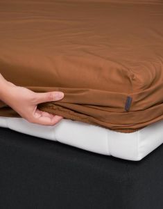 ESSENZA Premium Percale Leather Brown Spannbettlaken 80 x 200 cm