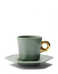 Espresso Cup and Saucer - White/green - Home All