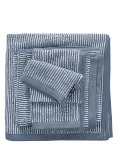 Marc O'Polo Timeless Tone Stripe Smoke Blue / Off White Waschhandschuhe 16 x 22 cm