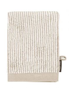 Marc O'Polo Timeless Tone Stripe Beige / Weiß Waschhandschuhe 16 x 22 cm