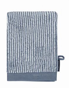Marc O'Polo Timeless Tone Stripe Smoke Blue / Off White Waschhandschuhe 16 x 22 cm