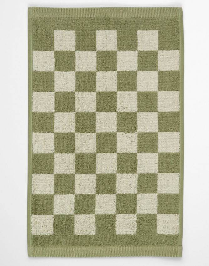 Marc O'Polo Checker Moss green Guest towel 30 x 50 cm
