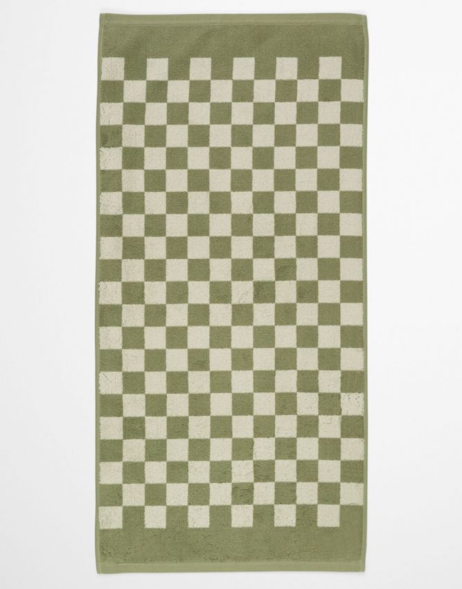Marc O'Polo Checker Moss green Towel 70 x 140 cm