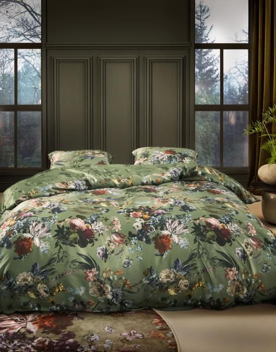 Tolk hebben zich vergist middernacht ESSENZA Isabelle Duvet cover Forest green 135 x 200 cm