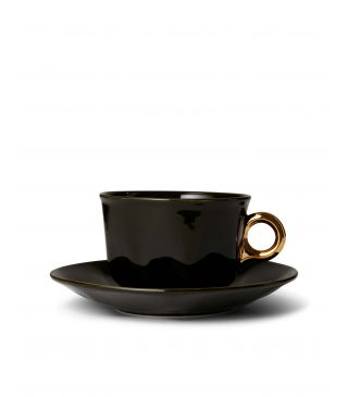 ESSENZA Sculpture Coffee cup & saucer Dark Green