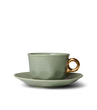 ESSENZA Sculpture Coffee cup & saucer Stone green