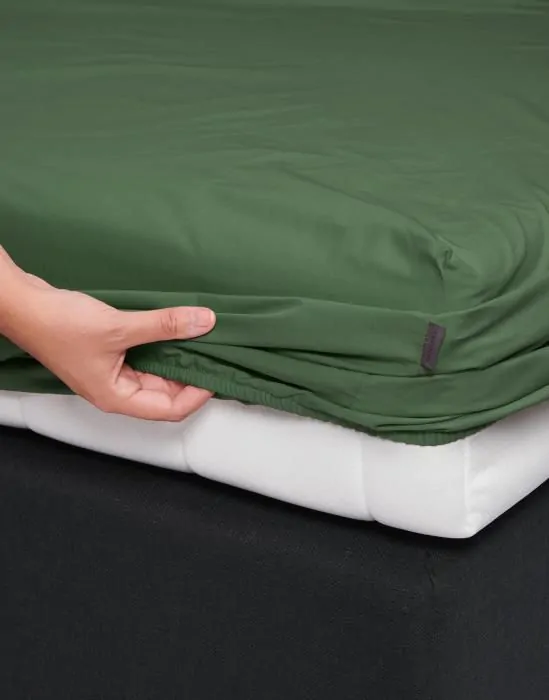 Essenza Premium Percale Fitted sheet Moss 80 x 200 cm