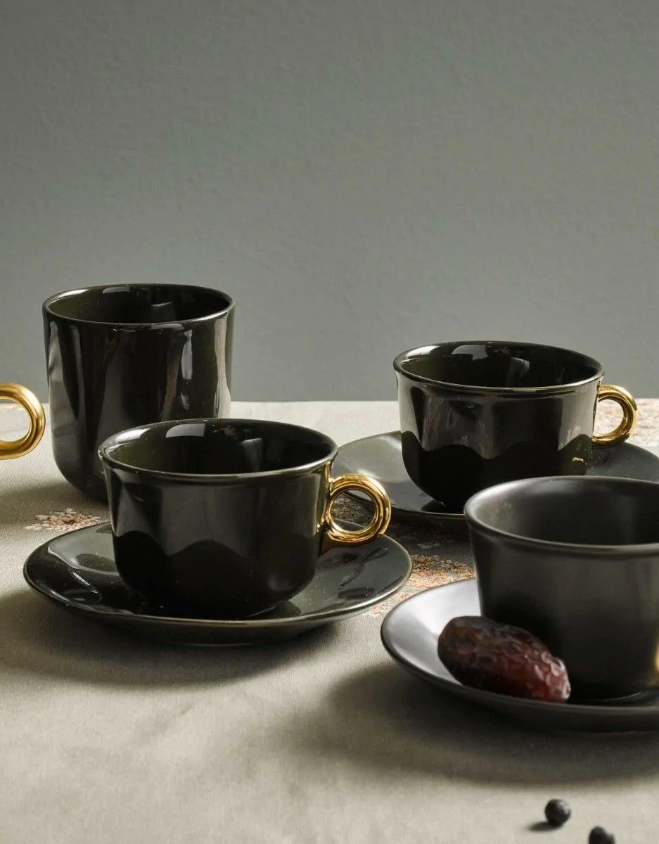 Essenza Sculpture Coffee cup saucer Dark Green 22 cl