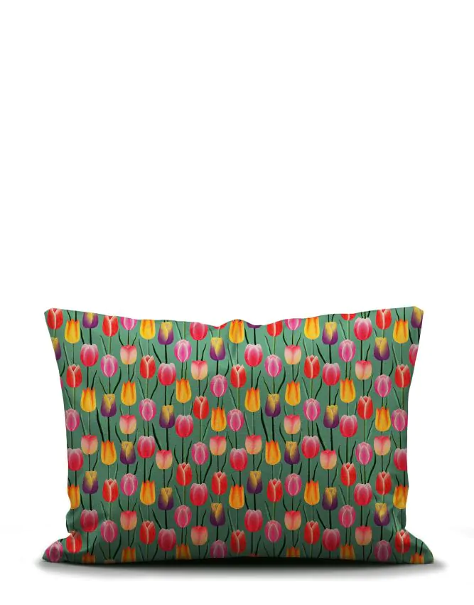 ESSENZA & CO Tulip Field Grass green Pillowcase 60 x 70 cm