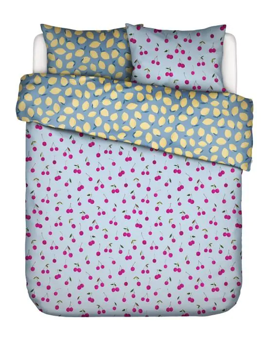ESSENZA & CO Zesty cherry Iceblue Duvet cover 240 x 220 cm