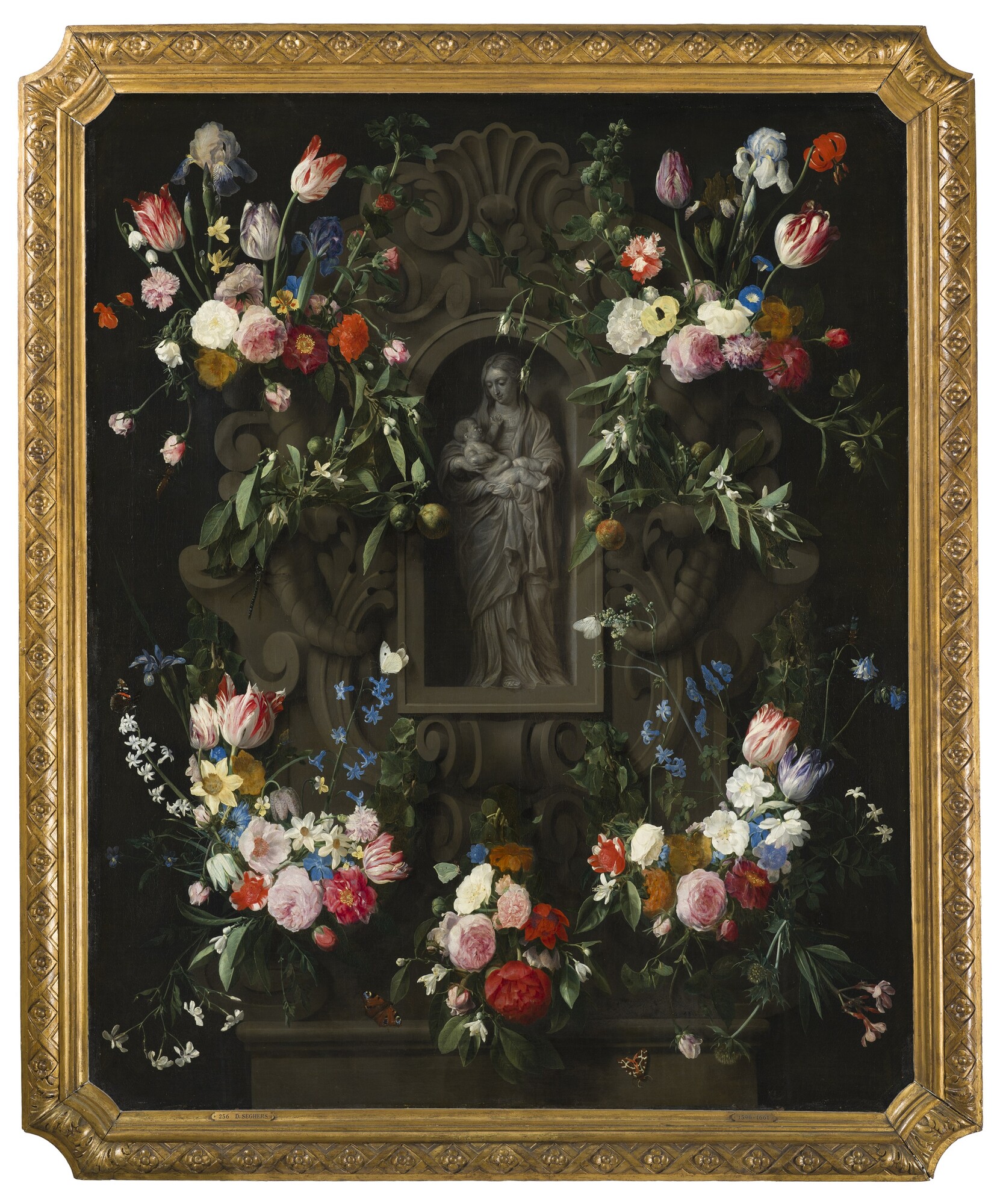 Bloemencartouche met Mariabeeld - Daniel Seghers, Thomas Willeboirts Bosschaert, 1645