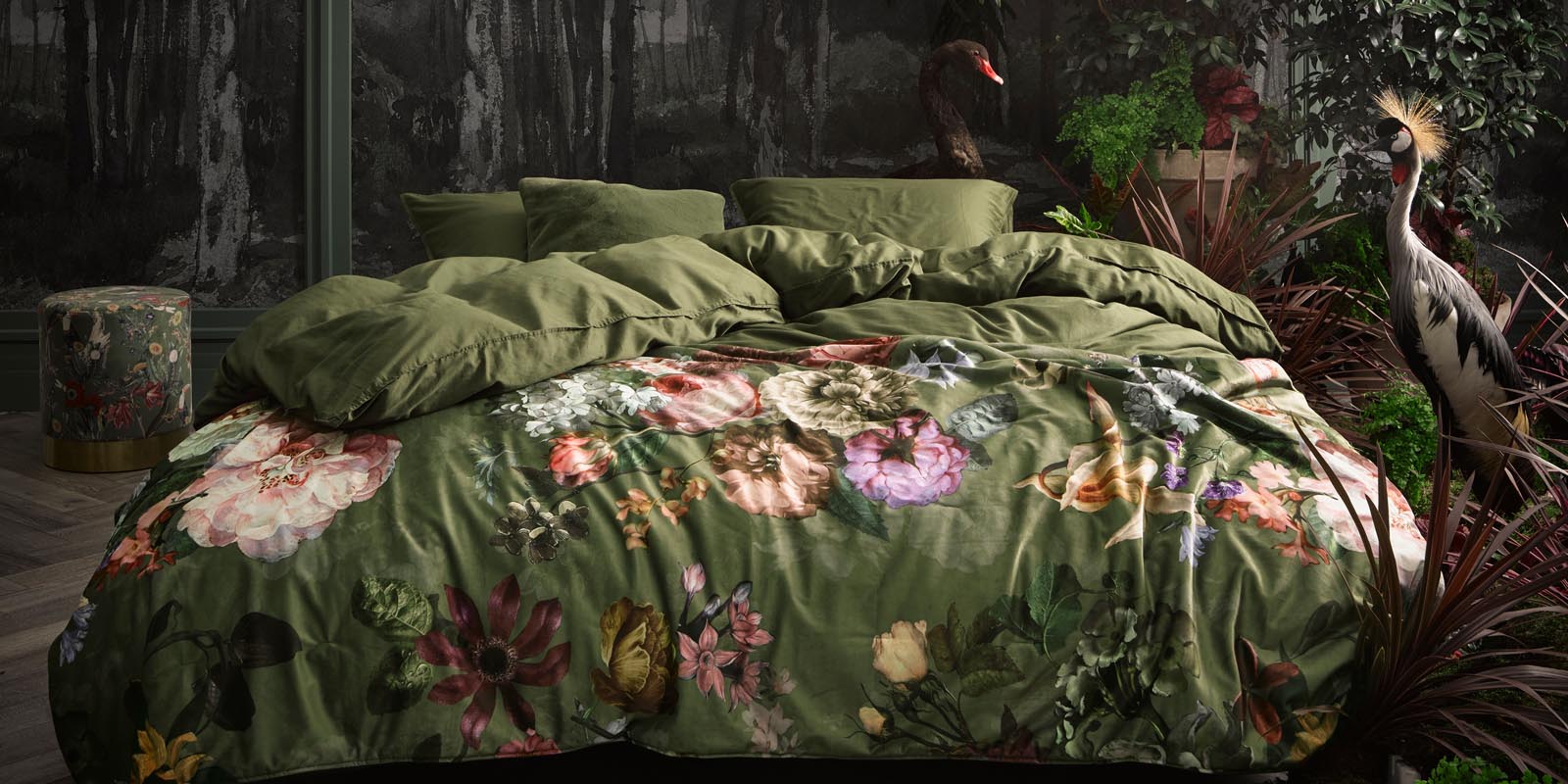 Essenza Fleur Moss Quilt 180 x 265